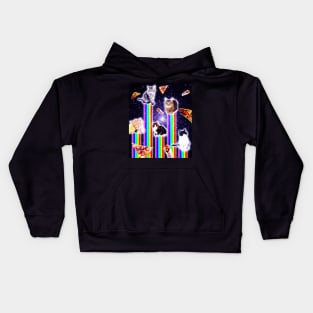 Outer Space Galaxy Cats With Rainbow Kids Hoodie